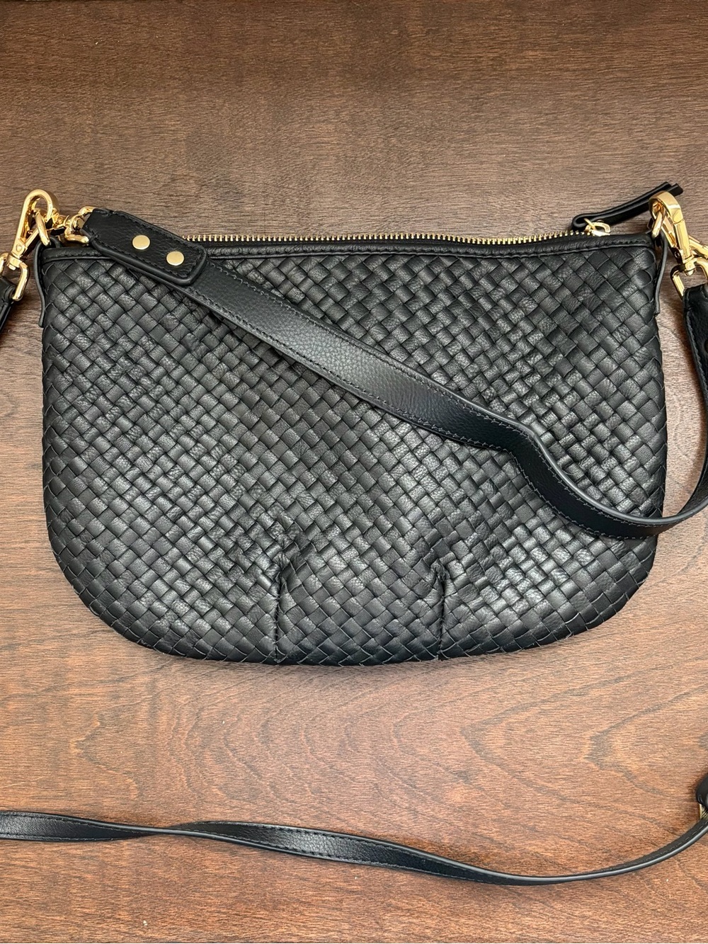 Quince Italian Handwoven Leather Mini Shoulder Bag - Picture 3 of 5